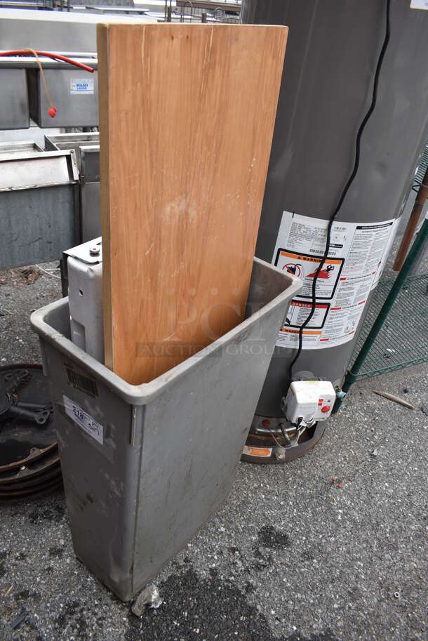 ALL ONE MONEY! Lot of Diaper Changing Station, Wood Pattern Panel and Gray Poly Slim Jim Trash Can. Includes 11x20x30 - Image 3 of 7