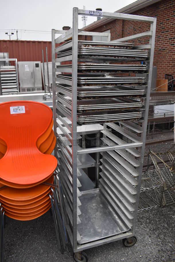 Metal Commercial Pan Transport Rack w/ 23 Metal Full Size Baking Pans on Commercial Casters. 20.5x26x69.5 - Image 3 of 4