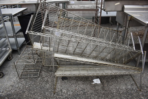 ALL ONE MONEY! Lot of 9 Chrome Finish Wire Shelves. Includes 48x18x12