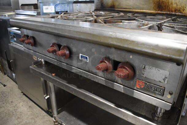 Wolf Stainless Steel Commercial Countertop Natural Gas Powered 6 Burner Range on Stainless Steel Equipment Stand w/ Under Shelf and Commercial Casters. 36x41x19.5 - Image 5 of 7