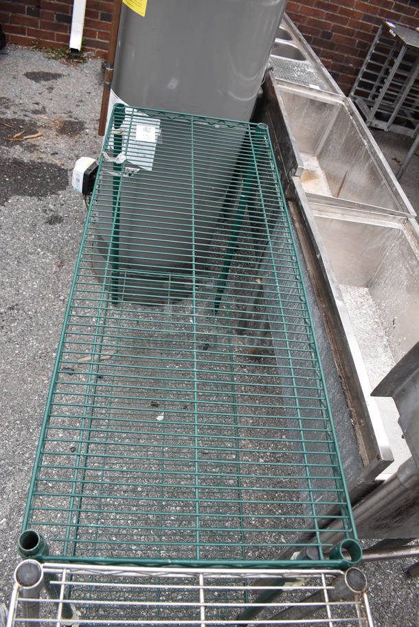 Green Finish 2 Tier Wire Shelving Unit. BUYER MUST DISMANTLE. PCI CANNOT DISMANTLE FOR SHIPPING. PLEASE CONSIDER FREIGHT CHARGES. 48x18x35 - Image 4 of 4