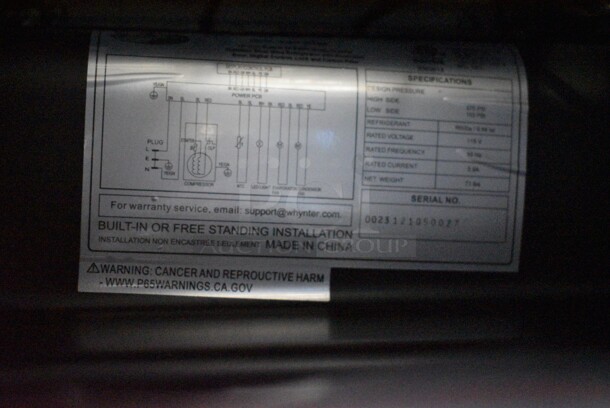 BRAND NEW SCRATCH AND DENT! Whynter BWR-208SB Stainless Steel Mini Cooler Merchandiser. 115 Volts, 1 Phase. 11.5x22x34. Tested and Working! - Image 6 of 6
