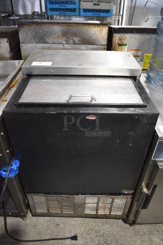 Perlick BC24 Stainless Steel Commercial Back Bar Cooler w/ Sliding Lid on Commercial Casters. 115 Volts, 1 Phase. 24x24x37. Tested and Working!