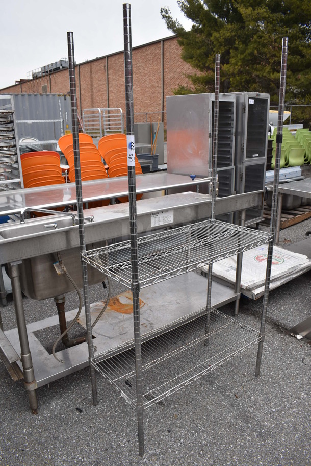 Chrome Finish 2 Tier Wire Shelving Unit. BUYER MUST DISMANTLE. PCI CANNOT DISMANTLE FOR SHIPPING. PLEASE CONSIDER FREIGHT CHARGES. 36x18x72 - Image 2 of 4
