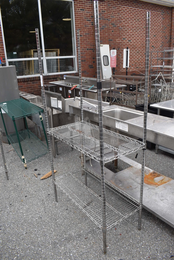 Chrome Finish 2 Tier Wire Shelving Unit. BUYER MUST DISMANTLE. PCI CANNOT DISMANTLE FOR SHIPPING. PLEASE CONSIDER FREIGHT CHARGES. 36x18x72 - Image 3 of 4