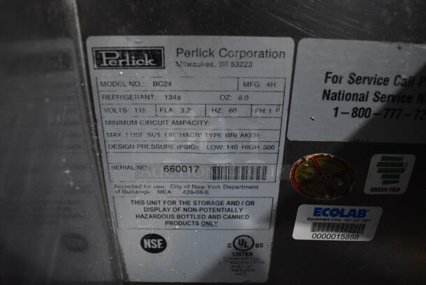 Perlick BC24 Stainless Steel Commercial Back Bar Cooler w/ Sliding Lid on Commercial Casters. 115 Volts, 1 Phase. 24x24x37. Tested and Working! - Image 6 of 7