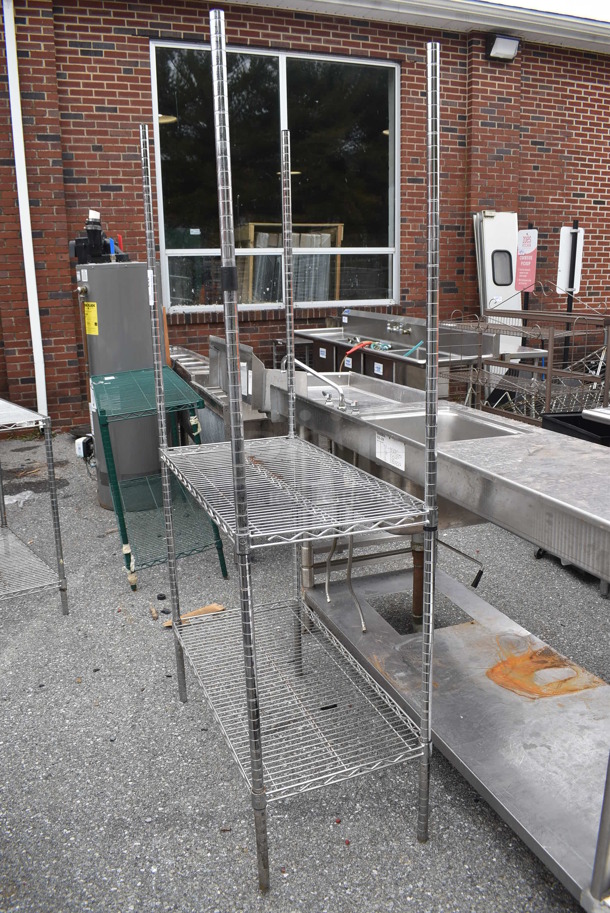 Chrome Finish 2 Tier Wire Shelving Unit. BUYER MUST DISMANTLE. PCI CANNOT DISMANTLE FOR SHIPPING. PLEASE CONSIDER FREIGHT CHARGES. 36x18x72 - Image 4 of 4
