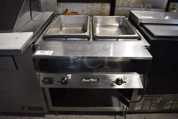 Vollrath Serve Well 38102 Stainless Steel Commercial Electric Powered 2 Well Steam Table w/ Under Shelf. 120 Volts, 1 Phase. 32x33x36. Tested and Working!