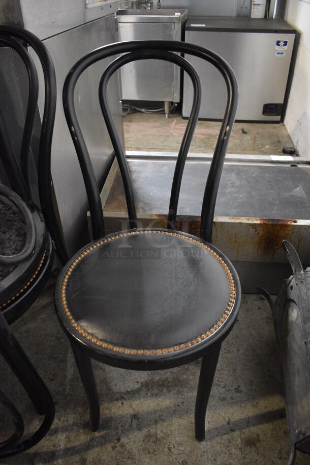4 Black Metal Dining Chair w/ Black Cushion and Nailhead Trim. Stock Picture - Cosmetic Condition May Vary. 15x21x32. 4 Times Your Bid!