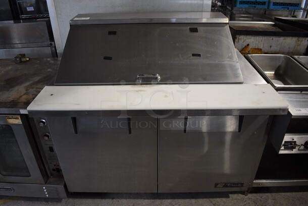 2016 True TSSU-48-18M-B Stainless Steel Commercial Sandwich Salad Prep Table Bain Marie Mega Top on Commercial Casters. 115 Volts, 1 Phase. 48x34x46.5. Tested and Working! - Image 1 of 9