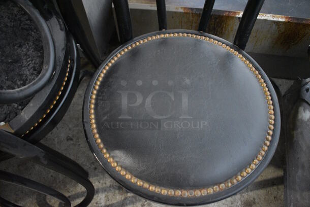 4 Black Metal Dining Chair w/ Black Cushion and Nailhead Trim. Stock Picture - Cosmetic Condition May Vary. 15x21x32. 4 Times Your Bid! - Image 4 of 5