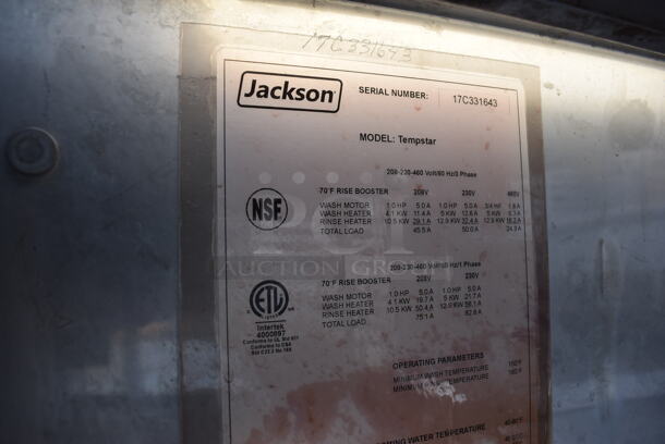 Jackson Tempstar Stainless Steel Commercial Straight Pass Through Dishwasher. 208-230/240 Volts, 3 Phase. 31x31x81 - Image 8 of 8