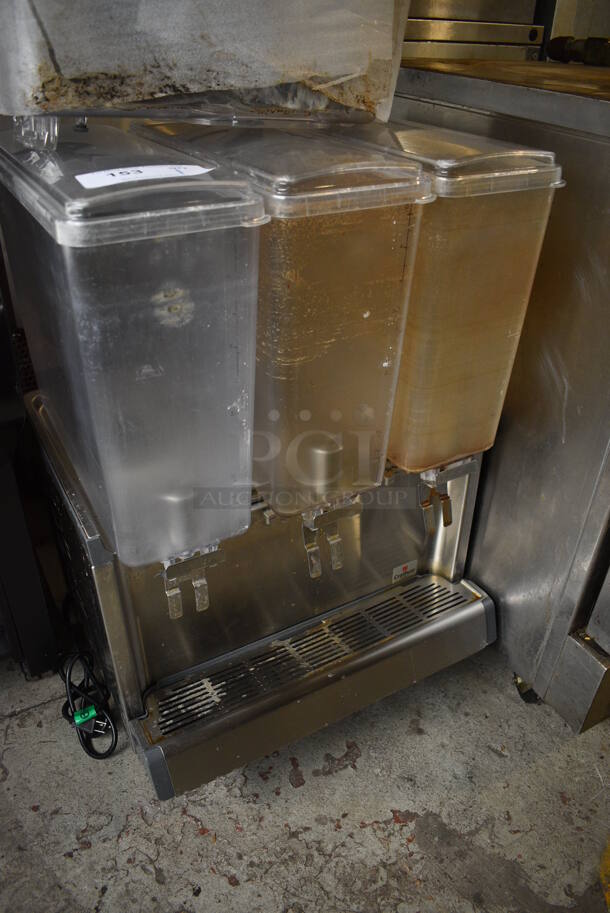 2018 Crathco Stainless Steel Commercial Countertop 3 Hopper Refrigerated Beverage Machine. Comes w/ Extra Hopper. 120 Volts, 1 Phase. 20.5x23x32. Tested and Powers On But Does Not Get Cold - Image 2 of 6