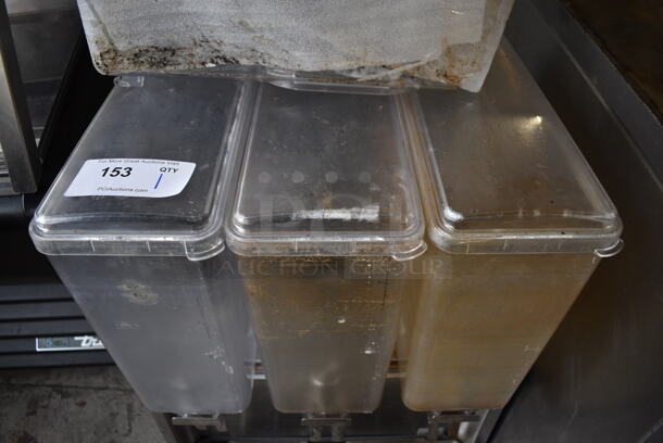 2018 Crathco Stainless Steel Commercial Countertop 3 Hopper Refrigerated Beverage Machine. Comes w/ Extra Hopper. 120 Volts, 1 Phase. 20.5x23x32. Tested and Powers On But Does Not Get Cold - Image 5 of 6