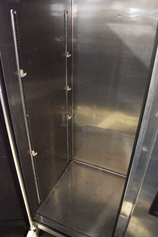 Turbo Air M3R47-2 Stainless Steel Commercial 2 Door Reach In Cooler w/ Poly Coated Racks on Commercial Casters. 115 Volts, 1 Phase. 52x30x83. Tested and Working! - Image 5 of 6