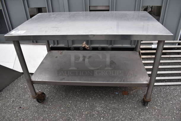Stainless Steel Commercial Table w/ Under Shelf on Commercial Casters. 42x24x27.5 - Image 1 of 6