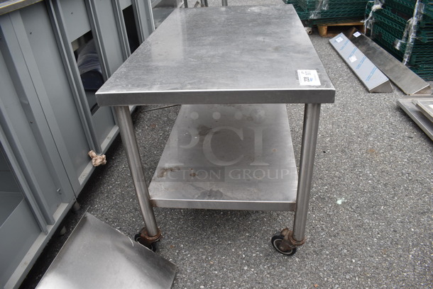 Stainless Steel Commercial Table w/ Under Shelf on Commercial Casters. 42x24x27.5 - Image 4 of 6
