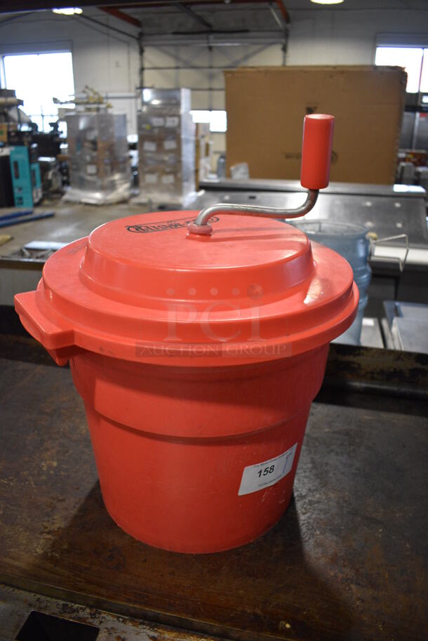 Chef Master Red Poly Lettuce Spinner Salad Spinner. 18.5x16x22 - Image 3 of 6