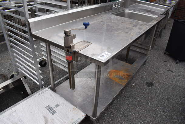 Stainless Steel Table w/ Sink Basin, Faucet, Handles and Under Shelf. 74x30x40. Bay 20x20x12 - Image 2 of 7