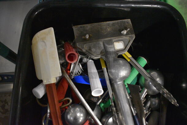 ALL ONE MONEY! Lot of Various Utensils Including Scoopers and Tongs in Poly Bus Bin - Image 3 of 4