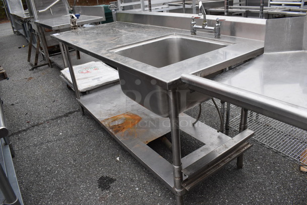 Stainless Steel Table w/ Sink Basin, Faucet, Handles and Under Shelf. 74x30x40. Bay 20x20x12 - Image 5 of 7
