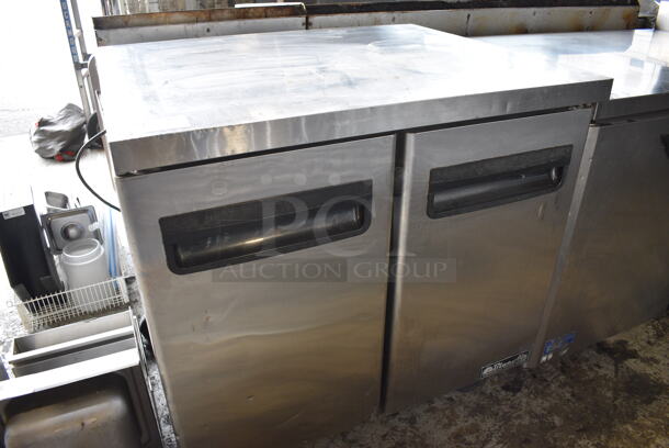 Blue Air BAUF36 Stainless Steel Commercial 2 Door Work Top Freezer on Commercial Casters. 115 Volts, 1 Phase. 36x30x36. Tested and Working!