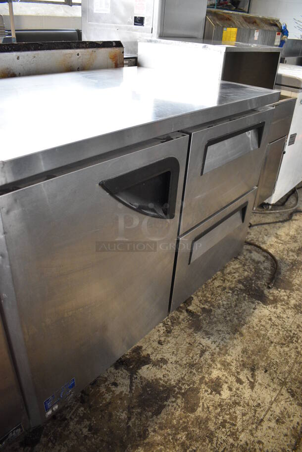Turbo Air TUR-48SD-D2 Stainless Steel Commercial 1 Door w/ 2 Drawers Work Top Cooler on Commercial Casters. 115 Volts, 1 Phase. 48x30x34. Tested and Working! - Image 6 of 6