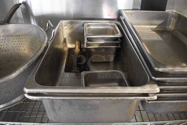 ALL ONE MONEY! Tier Lot of Various Items Including Stainless Steel Drop In Bins, Metal Colander and Adapters - Image 3 of 6