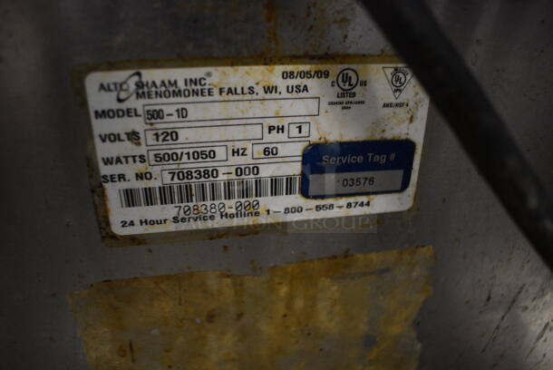 Alto Shaam 500-1D Stainless Steel Commercial Single Drawer Warming Drawer. 120 Volts, 1 Phase. 24.5x26x12. Tested and Working! - Image 6 of 6