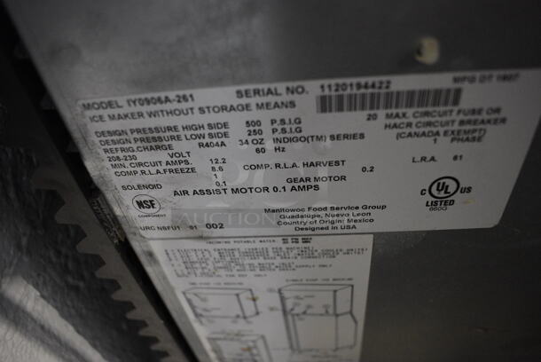 2016 Manitowoc IY0906A-261 Stainless Steel Commercial Ice Head. 208-230 Volts, 1 Phase. 30x25.5x30 - Image 5 of 5