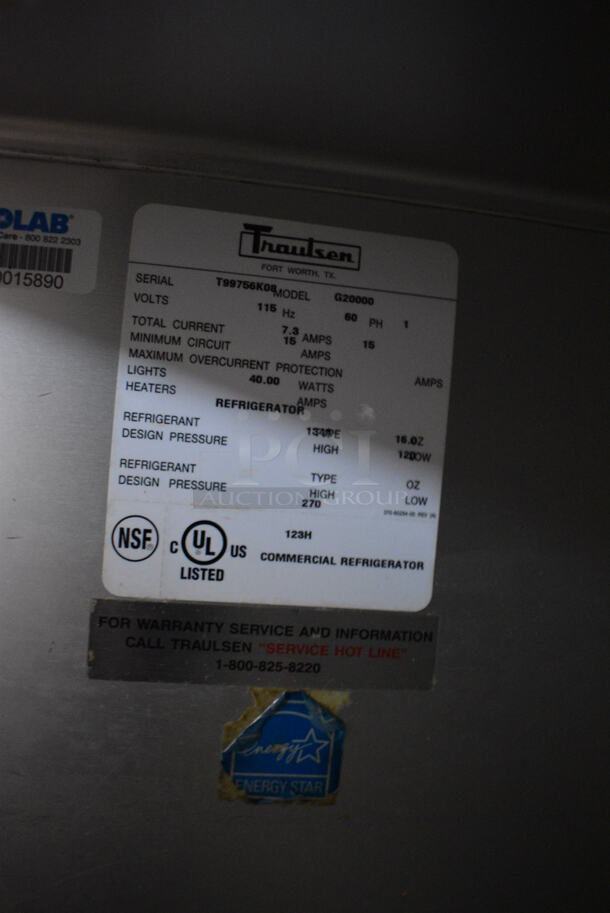 Traulsen G200000 ENERGY STAR Stainless Steel Commercial 4 Half Size Door Reach In Cooler on Commercial Casters. 115 Volts, 1 Phase. 52x36x83. Tested and Powers On But Temps at 45 Degrees - Image 6 of 8