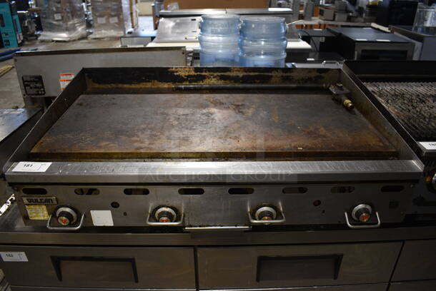 Vulcan Stainless Steel Commercial Countertop Natural Gas Powered Flat Top Griddle w/ Thermostatic Controls. 48x36x17