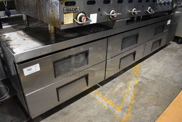 2017 True TRCB-110 Stainless Steel Commercial 6 Drawer Chef Base on Commercial Casters. 115 Volts, 1 Phase. 108x30.5x25.5. Tested and Working!