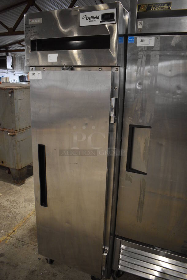 2010 Delfield 6125XL-S-STAR1 ENERGY STAR Stainless Steel Commercial Single Door Reach In Freezer w/ Metal Racks on Commercial Casters. 115 Volts, 1 Phase. 25.5x33.5x79.5. Tested and Working! - Image 3 of 6