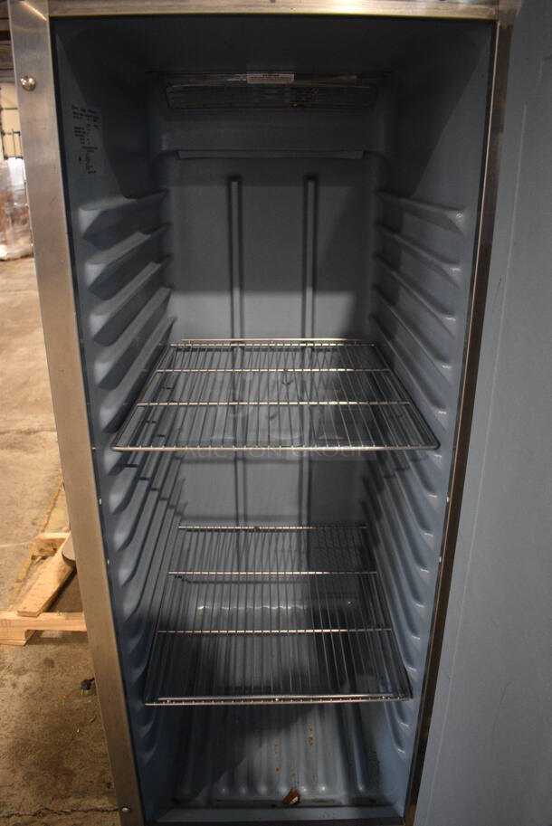 2010 Delfield 6125XL-S-STAR1 ENERGY STAR Stainless Steel Commercial Single Door Reach In Freezer w/ Metal Racks on Commercial Casters. 115 Volts, 1 Phase. 25.5x33.5x79.5. Tested and Working! - Image 5 of 6