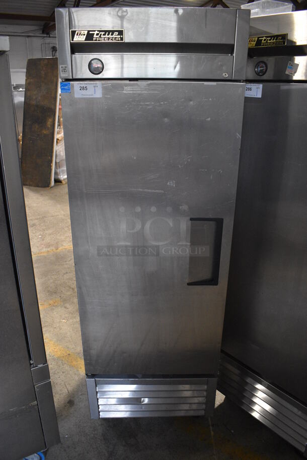 2013 True T-23F ENERGY STAR Stainless Steel Commercial Single Door Reach In Freezer w/ Poly Coated Racks on Commercial Casters. 115 Volts, 1 Phase. 27x30x83. Tested and Working!