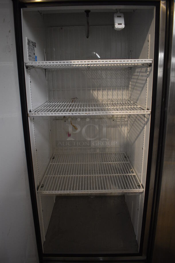 2013 True T-23F ENERGY STAR Stainless Steel Commercial Single Door Reach In Freezer w/ Poly Coated Racks on Commercial Casters. 115 Volts, 1 Phase. 27x30x83. Tested and Working! - Image 6 of 6