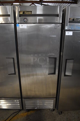 2013 True T-23F ENERGY STAR Stainless Steel Commercial Single Door Reach In Freezer w/ Poly Coated Racks on Commercial Casters. 115 Volts, 1 Phase. 27x30x83. Tested and Working!