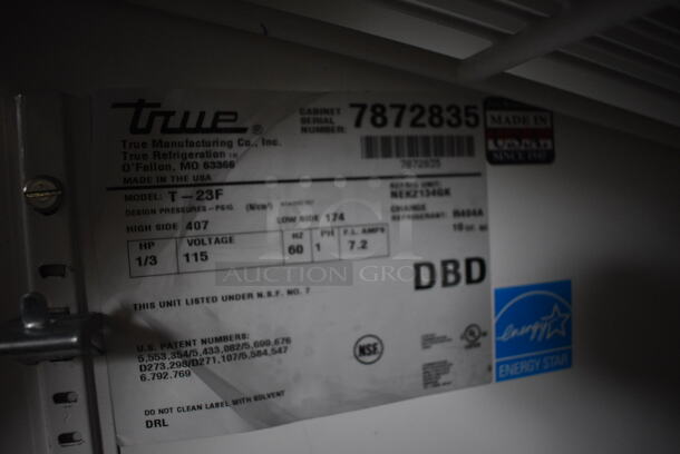 2013 True T-23F ENERGY STAR Stainless Steel Commercial Single Door Reach In Freezer w/ Poly Coated Racks on Commercial Casters. 115 Volts, 1 Phase. 27x30x83. Tested and Working! - Image 5 of 6