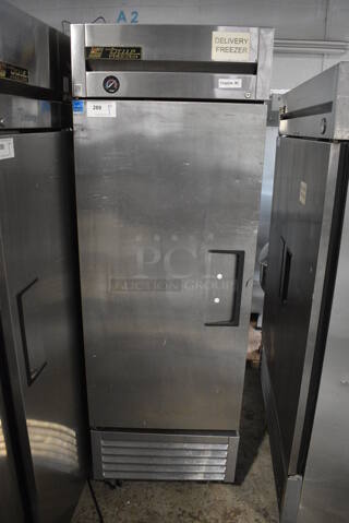 2013 True T-23F ENERGY STAR Stainless Steel Commercial Single Door Reach In Freezer w/ Poly Coated Racks on Commercial Casters. 115 Volts, 1 Phase. 27x30x83. Tested and Working!