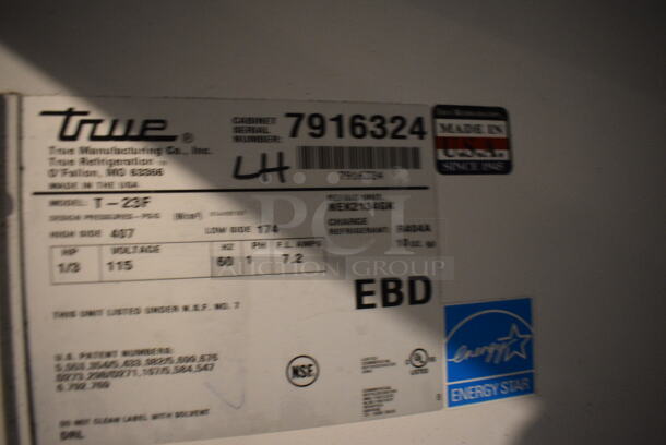 2013 True T-23F ENERGY STAR Stainless Steel Commercial Single Door Reach In Freezer w/ Poly Coated Racks on Commercial Casters. 115 Volts, 1 Phase. 27x30x83. Tested and Working! - Image 5 of 6