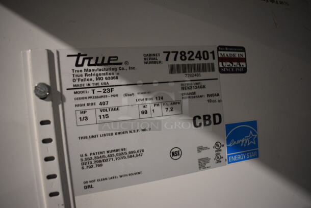 2013 True T-23F ENERGY STAR Stainless Steel Commercial Single Door Reach In Freezer w/ Poly Coated Racks on Commercial Casters. 115 Volts, 1 Phase. 27x30x83. Tested and Working! - Image 4 of 6