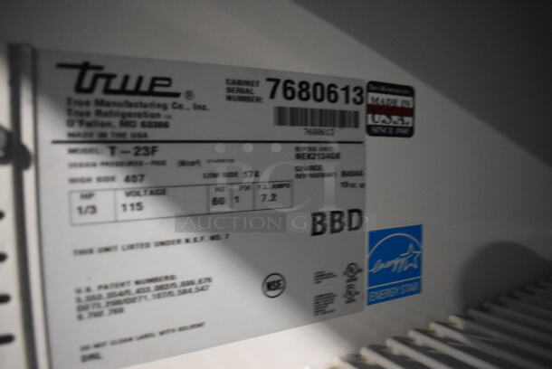 2013 True T-23F ENERGY STAR Stainless Steel Commercial Single Door Reach In Freezer w/ Poly Coated Racks on Commercial Casters. 115 Volts, 1 Phase. 27x30x83. Tested and Working! - Image 7 of 7