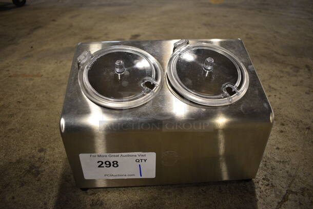 LIKE NEW! Steril-Sil LTC-2 Stainless Steel Countertop 2-Compartment Condiment Dispenser Rail. 11x7x7 - Image 3 of 6