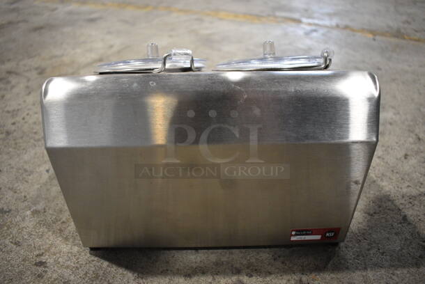 LIKE NEW! Steril-Sil LTC-2 Stainless Steel Countertop 2-Compartment Condiment Dispenser Rail. 11x7x7 - Image 6 of 6