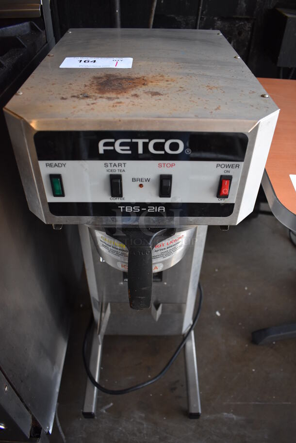 Fetco TBS-21A Stainless Steel Commercial Countertop Coffee Machine w/ Metal Brew Basket. 120 Volts, 1 Phase. 12x18x36