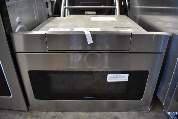 BRAND NEW! Sharp Stainless Steel Commercial Drawer Microwave Oven. 115 Volts, 1 Phase. 24x23x16. Tested and Working!