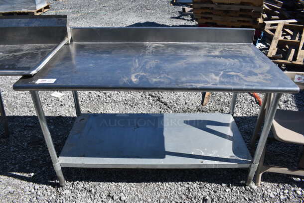 Stainless Steel Table w/ Back Splash and Under Shelf. 60x30x40 - Image 1 of 5