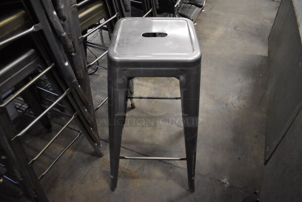 4 Gray Metal Tolix Stools. Stock Picture - Cosmetic Condition May Vary. 17x17x30. 4 Times Your Bid!