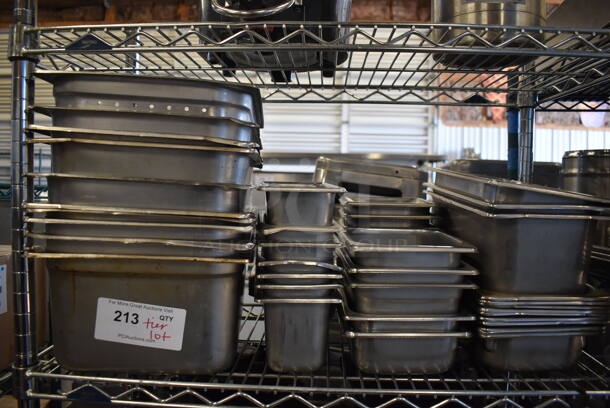 ALL ONE MONEY! Tier Lot of Various Stainless Steel Drop In Bins. Includes 1/9, 1/3 and 1/3 Size.